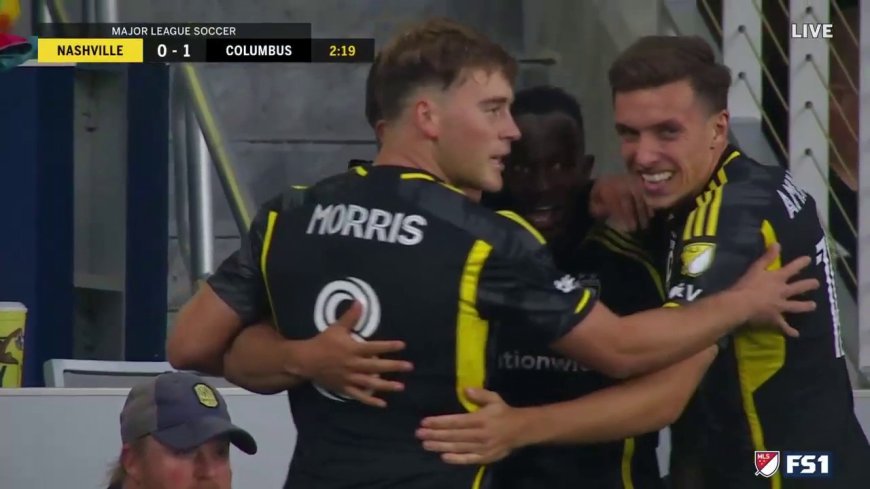 Yaw Yeboah scores from outside the box to give Columbus a 1-0 lead over Nashville